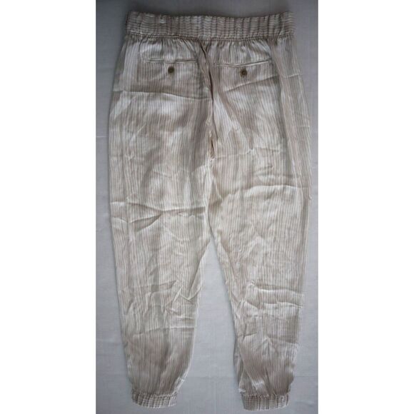 ATM Women's Sz S Beige Striped Pleated Cropped Pants & Sz M Sleeveless Top - Picture 9 of 16